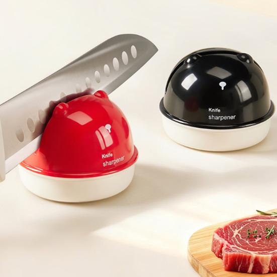 Cute Bear-Shaped Knife Sharpener Stable Vacuum Suction Cup Knife Sharpener Tungsten Steel Whetstone Easy to Store Kitchen Tool