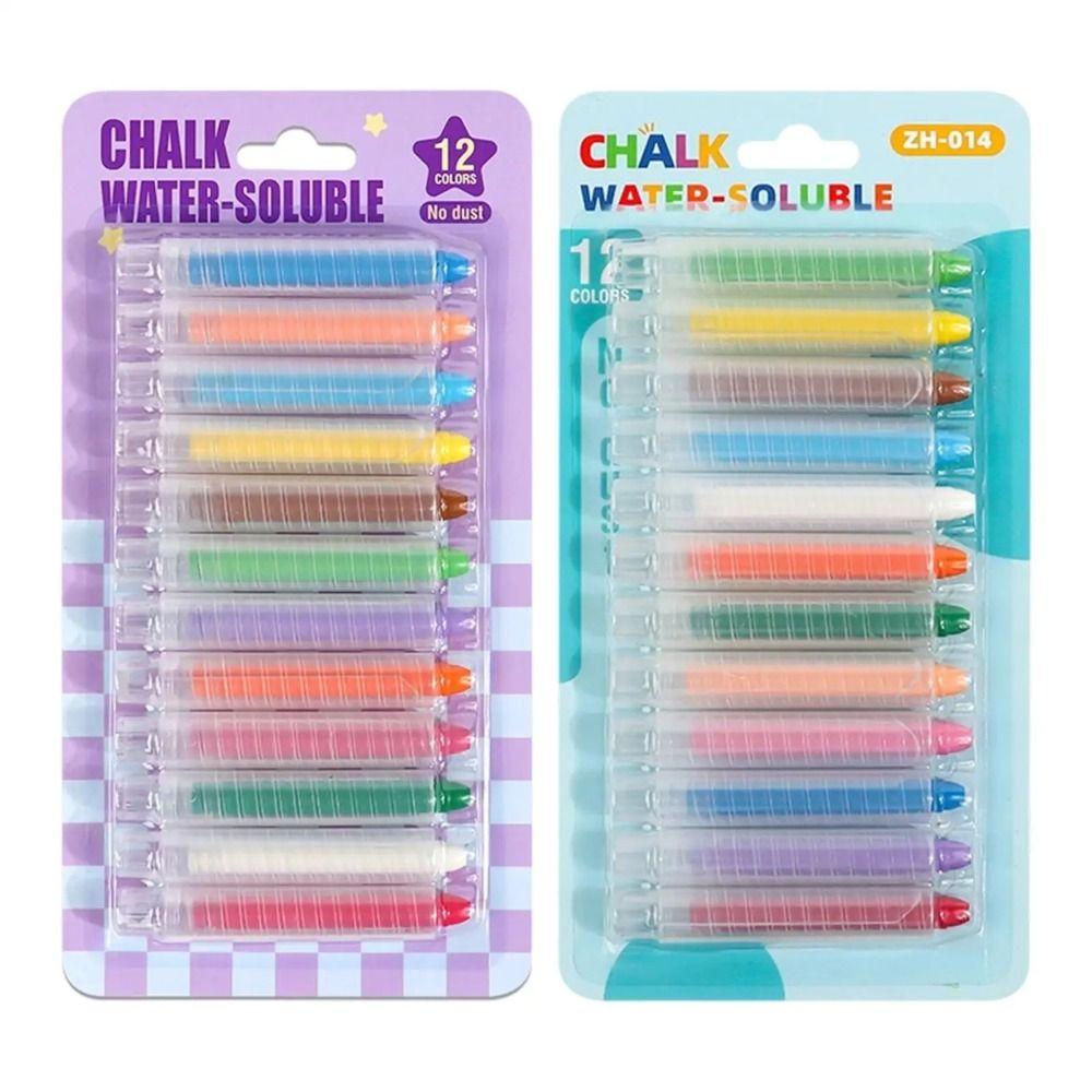 Non-Toxic Drawing Crayons 6/12 Colors Washable Chalk Multi-functional Outdoor Art Chalk Whiteboard