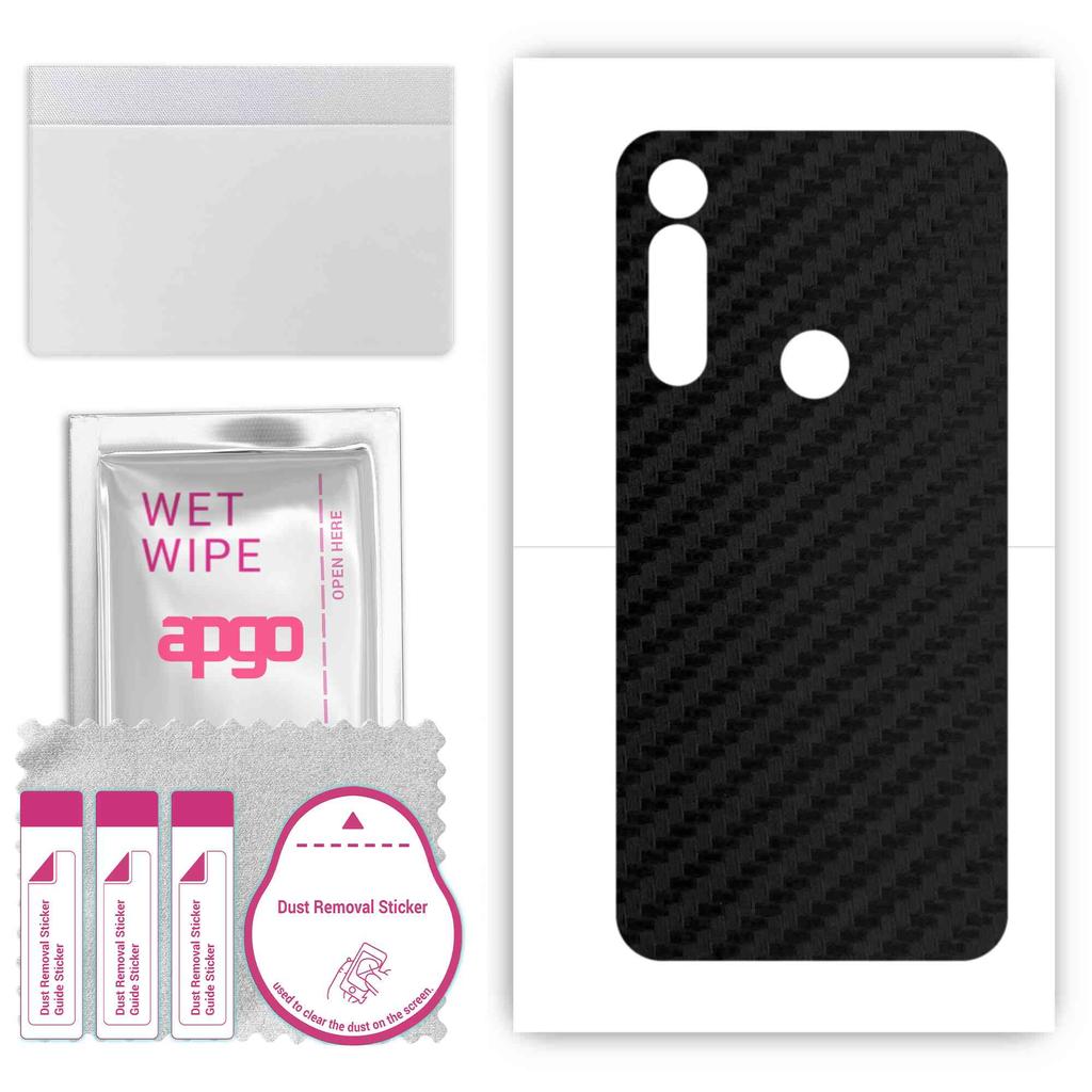 apgo Protective Skin Sticker for the Back Compatible with Motorola Moto G Power, Wrap Film, Foil, Vinyl - Pattern Carbon Black