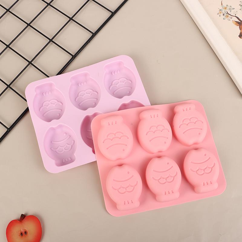 6 Holes Cartoon Small Fish Silicone Cake Mold Handmade Soap Mold Diy Chocolate Pudding Jelly Fondant Baking Cake Decorating Tool