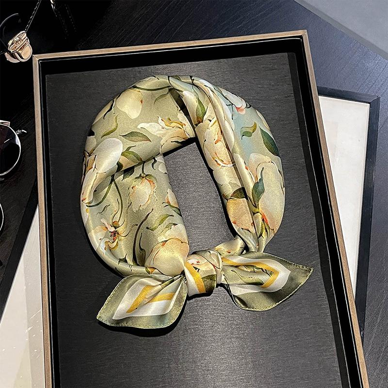 

Scarf 100% Pure Silk Bandana Women Square Scarves Wrap Kerchief Spring Fashion Luxury High Quality Headband Hijab Shawls 2026 53x53 cm