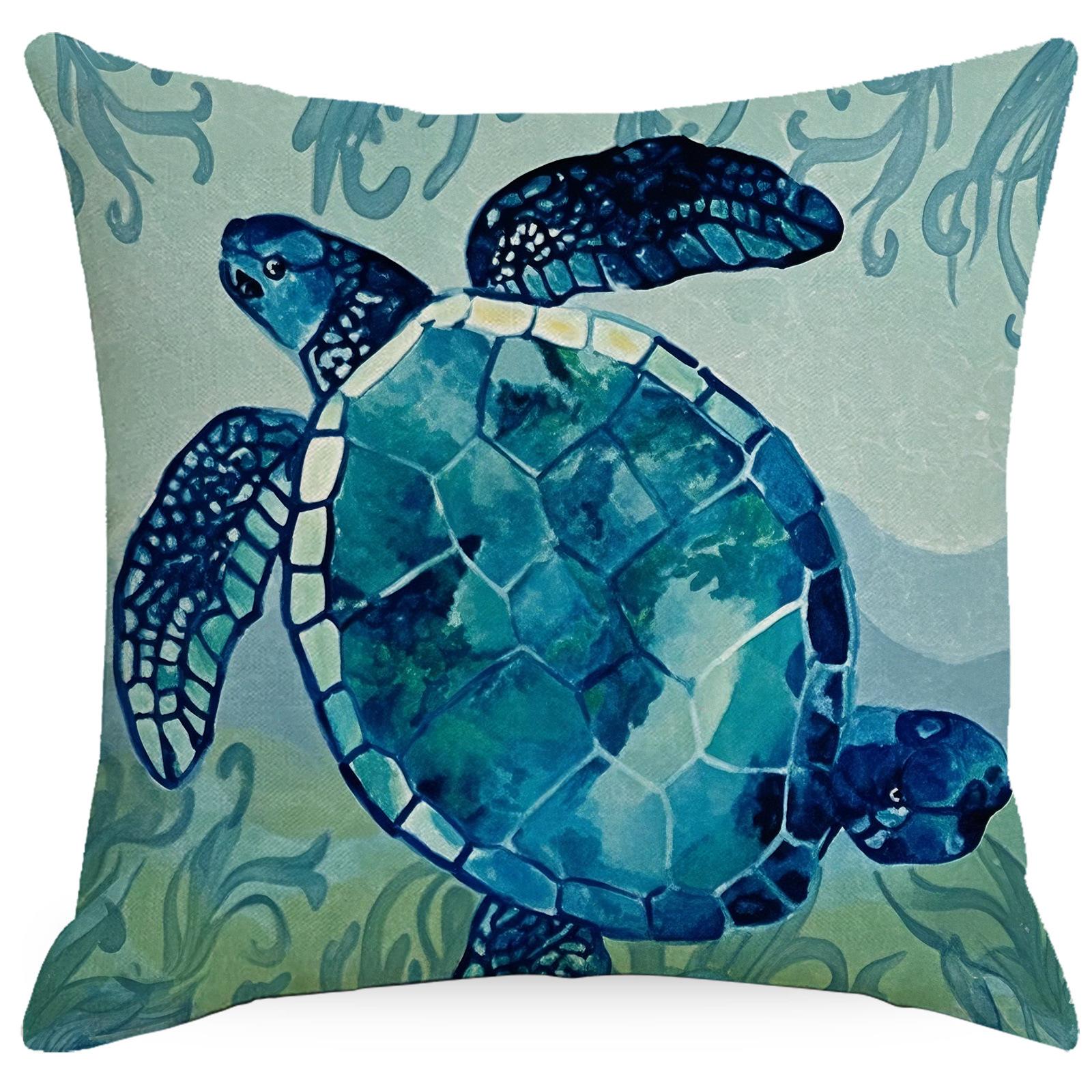 

Marine Life Turtle Sea Horse Patty Big Star Small Fish Cushion Cover Pillow Cover 45 * 45Cm