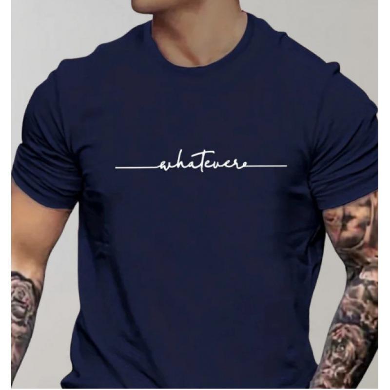 Men Summer New Printed Color Block Short Sleeve Crew Neck T Shirt Casual Contrast Top