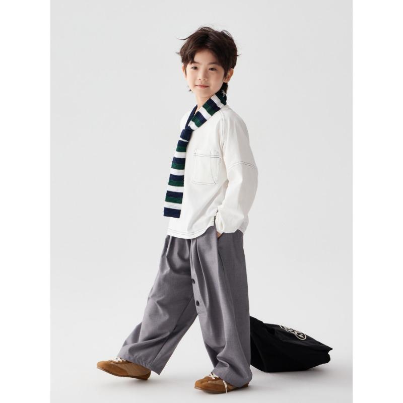 Kids Casual Loose Long Sleeve Solid Cotton Bottoming T Shirt For Boys And Girls