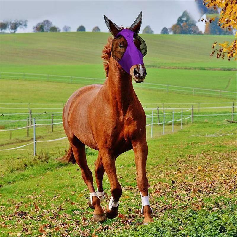 Equestrian Horse Head Mask: Breathable, Elastic Face Cover for Fly and Insect Protection