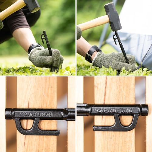 Captain Stag (CAPTAIN STAG) Forged Pegs, CS Forged Solid Pegs, 30cm, Set of 8, Cathodic Electrodeposition Coating, Black, Made In Japan, UA-4551