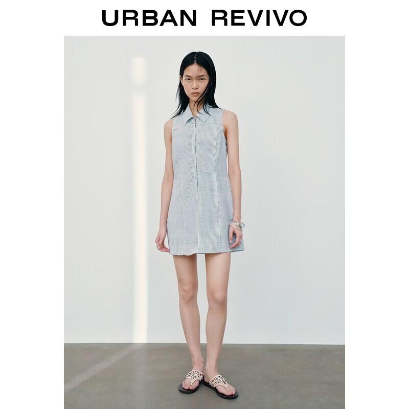 UR2026 Women s Striped Denim Mini Dress M