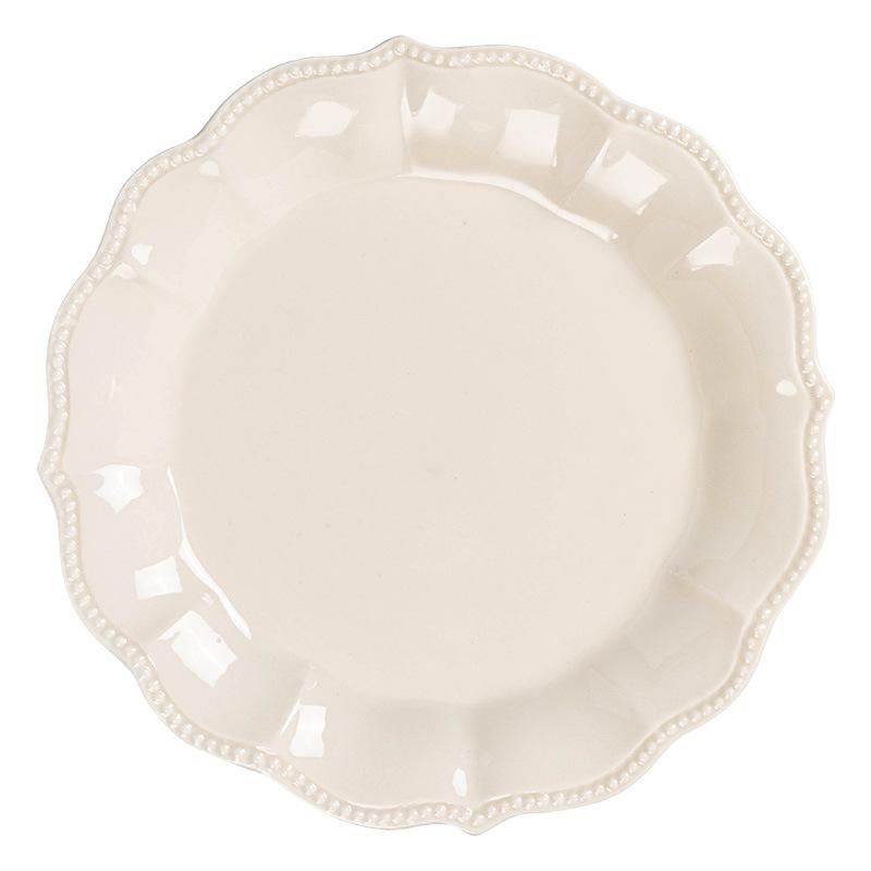 Minimalist French Plate Delicate Petal Plate Household Ceramic Large Plate Tableware Vegetable Plate Restaurant Dessert Plate