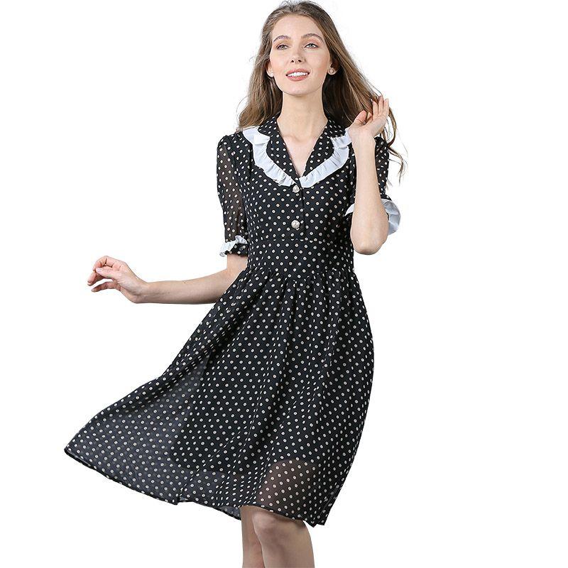 

Women s Original Order Plus Size Ladies Polka Dot Casual Youthful-Looking Dress Black S