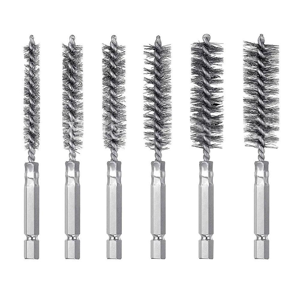 1/6Pcs With Handle Twisted Wire Borebrush Cleaning Brush  for Power Drill Impact Driver