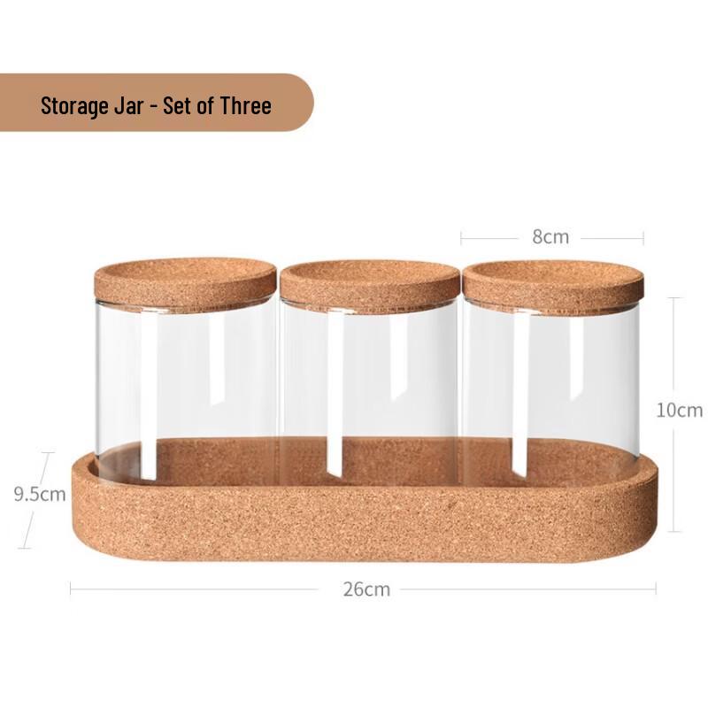 Qianxing Glass Storage Jar Set with Cork Tray