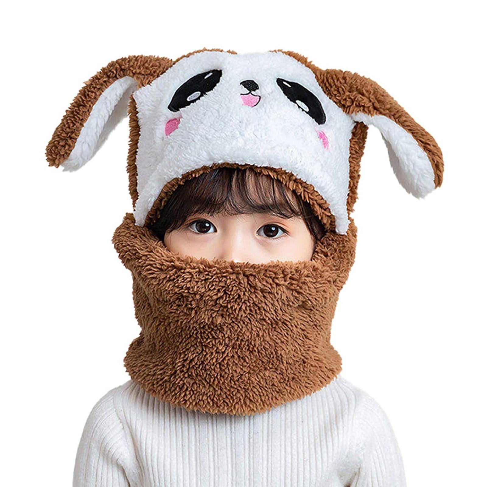 

Детские Уши Шапка Шарф Ане Теплая Шапка-Шарф Утолщенная Плюшевая Шапка с Ушками M кофейный