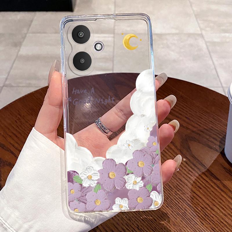 Back Cover For Redmi 13C 5G Case 13R 5G Casing Aesthetic Cute Cats Cartoon Transparent Soft TPU Silicone Shockproof Phone Case
