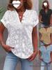 Women's Solid Color V-Neck Short Sleeve Casual Summer Shirt