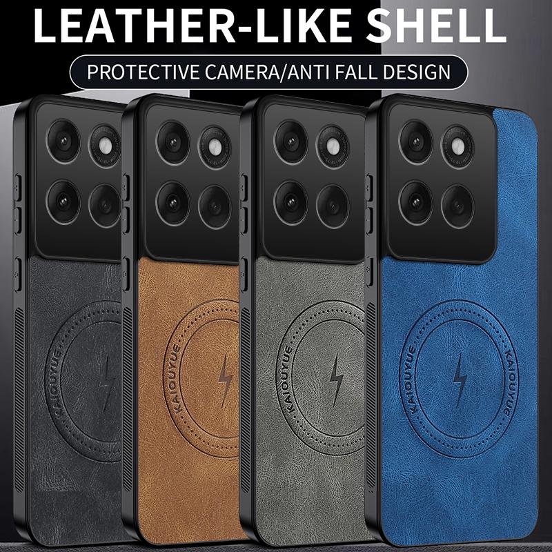 For Motorola Edge 60 Fusion / Pro / 60 60s New Magnetic Matte PU Leather Camera Lens Protector Back Case Wireless Charging Cover