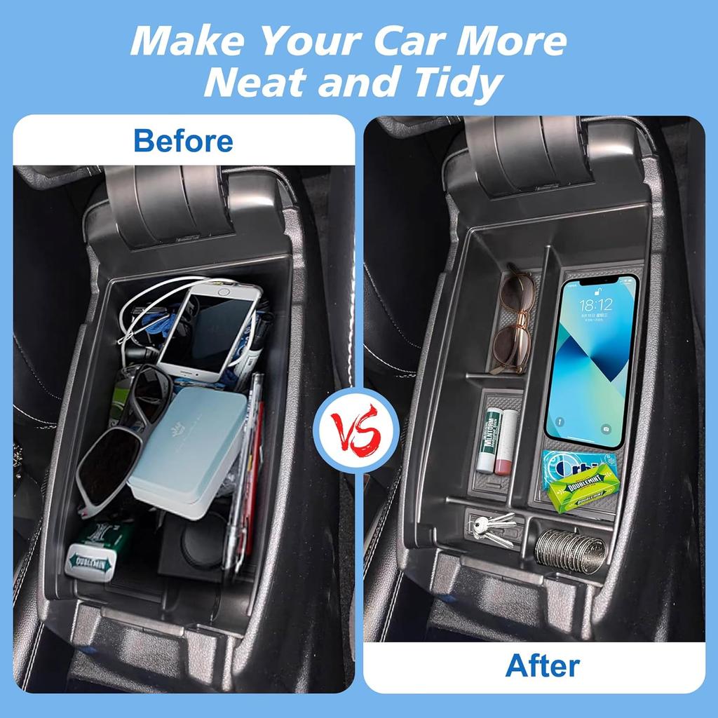 Center Console Organizer Coin Container - Compatible with Ford Escape 2020-2024,Bronco Sport 2021-2024 Armrest Box Long Compartment Storage Tray