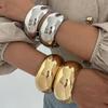 SHIXIN Punk Smooth Metal Big Round Chunky Bangles for Women Exaggerated Geometric Glossy Wide Bracelet Party Wedding Jewelry