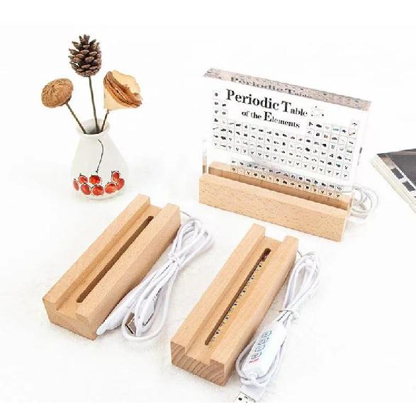 15mm 20mm Thick 15cm Long Wooden Display Base Stand for Custom 3D Photo Acrylic Blocks Led Lamps