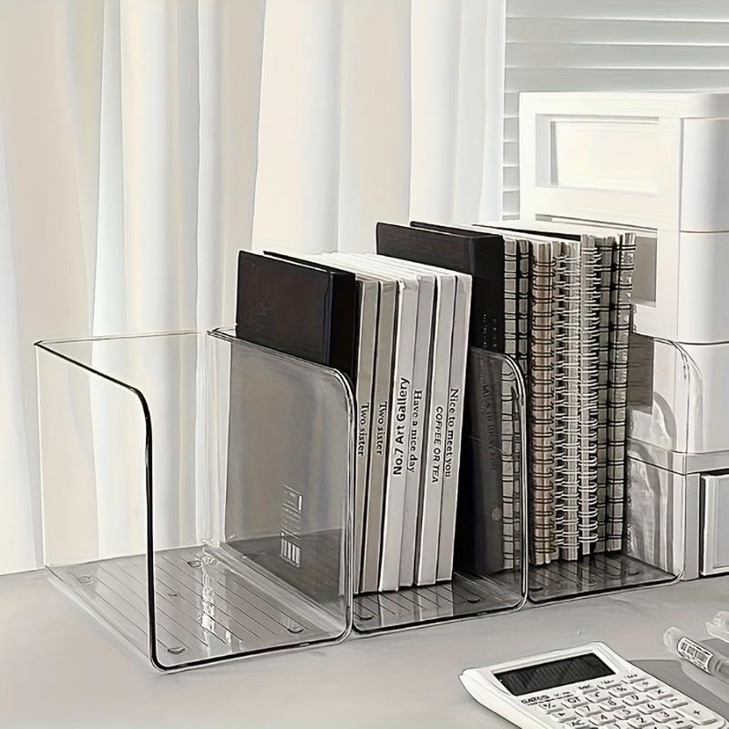2PCS Clear Acrylic Desk Organizer with Multiple Compartment Transparent Book Stand File Holder Stationery Organizer Home Office