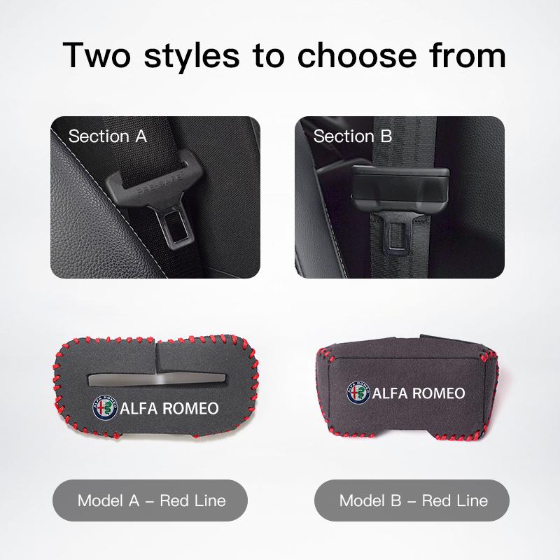 2026 Hot Alfa Romeo Car Seat Belt Buckle Suede Wear Resistant Protector Cover For Alfa Romeo 4C 159 166 Spider Giulia Giulietta