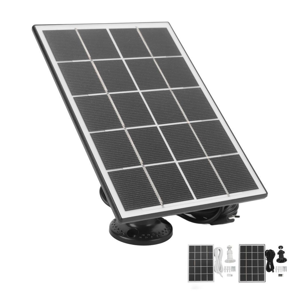 Camera Solar Charging Panel with Bracket 3W 5V Monocrystalline Silicon Type C Security Camera Solar