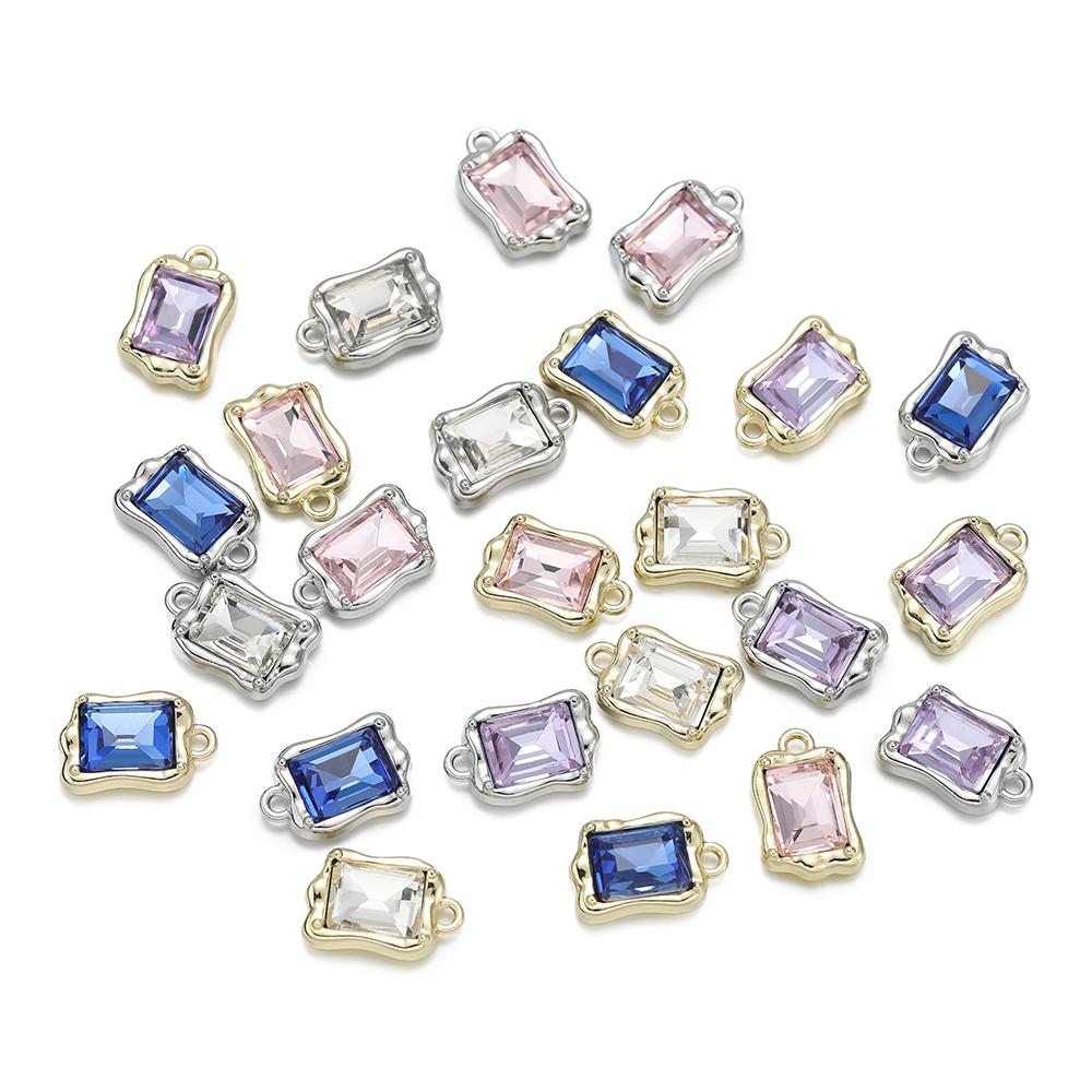 5Pcs/lot Trendy Metal Cubic Zircon Necklace Bracelet DIY Pendants Stone Jewelry Making Accessories Waterproof