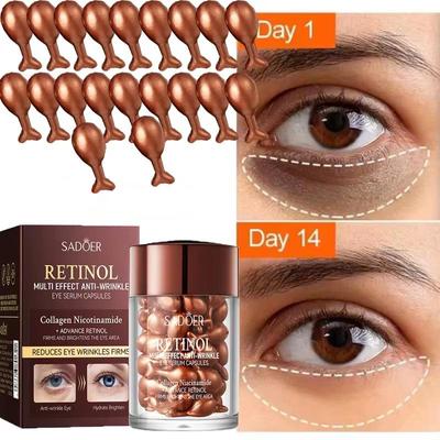 Retinol Anti-Falten-Augenserum-Kapseln, straffendes Lifting, entfernt Augenringe, Tränensäcke, Schwellungen, feuchtigkeitsspendende, aufhellende Augenpflege