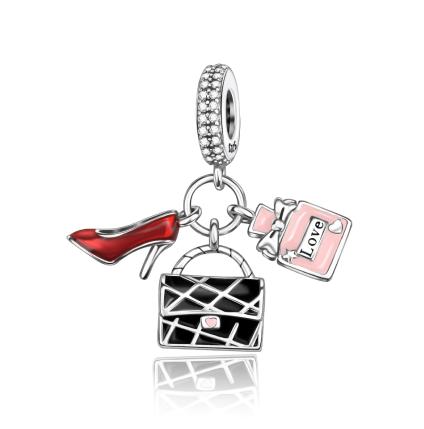 Romantisches Thema Echte Kupfer Lippenstift Schuhe Tasche Anhänger Rucksack Perlen Anhänger Passend für Damen Armband Halskette DIY Feiner Feiner Schmuck Geschenkartikel