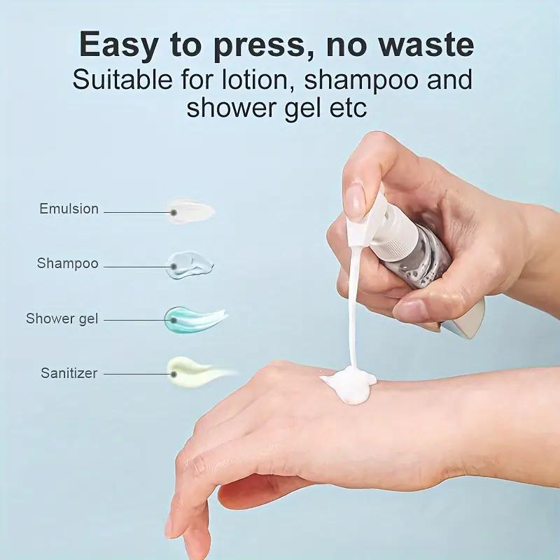 Juego de 4 Botellas de Viaje de 50 ml Combinación Champú Gel de Ducha Jabón de Manos Loción Spray Botella Vacía Accesorios para Kit de Viaje