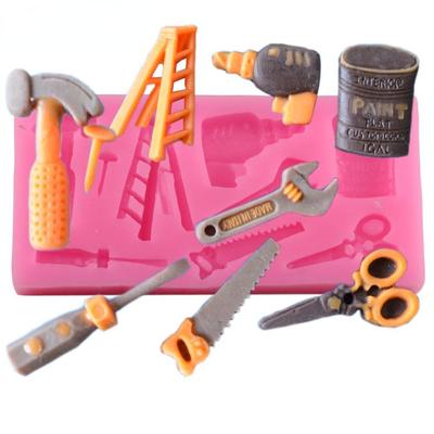 Silikonformen, 3D-Hardware, Schraubenschlüssel, Schere, Säge, Leiter, Kuchendekorationswerkzeuge, Süßigkeiten- und Schokoladenformen