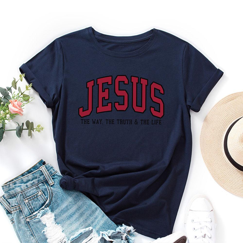 Cotton T-Shirt Short Sleeve Round Neck Women 2d Print Tops