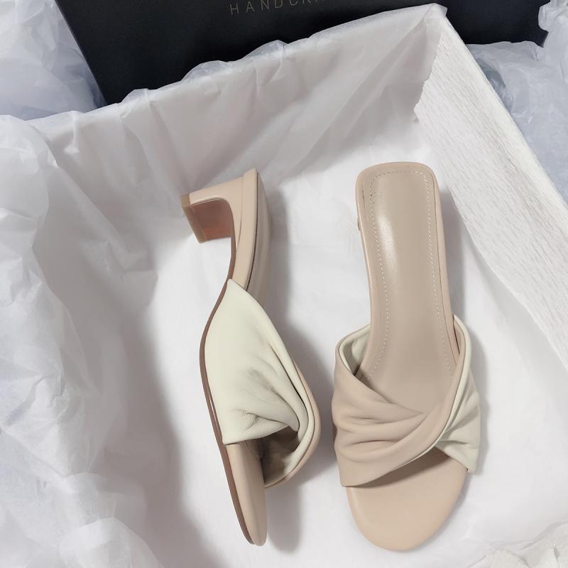 2025 New Great Easy To Wear Gentle Outer Wear Bow Color Matching Casual Versatile Korean Version Cool Slippers Women's Summer