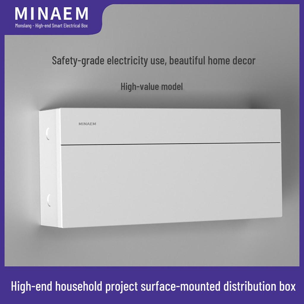 Monslang Surface-Mounted Indoor Distribution Box, 24-Position, High-Value Strong Current Control Box for Household Wiring.