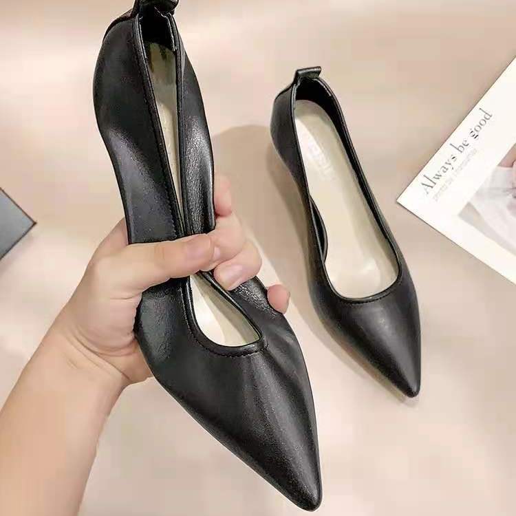Women's summer pointed super soft single shoes, medium heeled soft soled high heeled shoes
