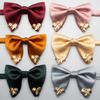 Solid Color Polyester Yarn-Dyed Large Bow Tie For Men And Women Casual Metal Bow Tie