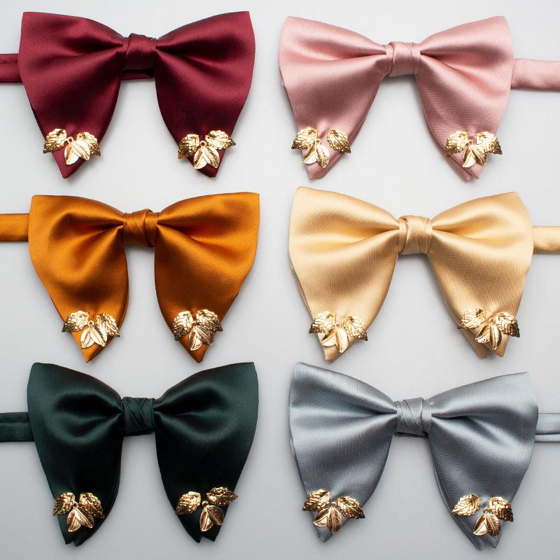 

Solid Color Polyester Yarn-Dyed Large Bow Tie For Men And Women Casual Metal Bow Tie