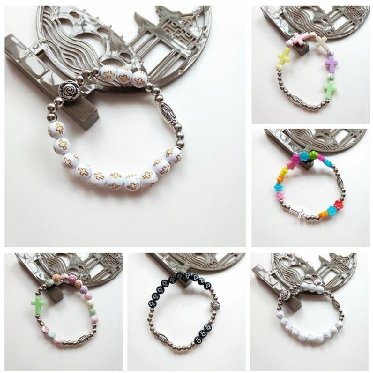 Catholic Cross Rosary Bracelet Bangle Prayer Catholic Jewelry Religious Gift