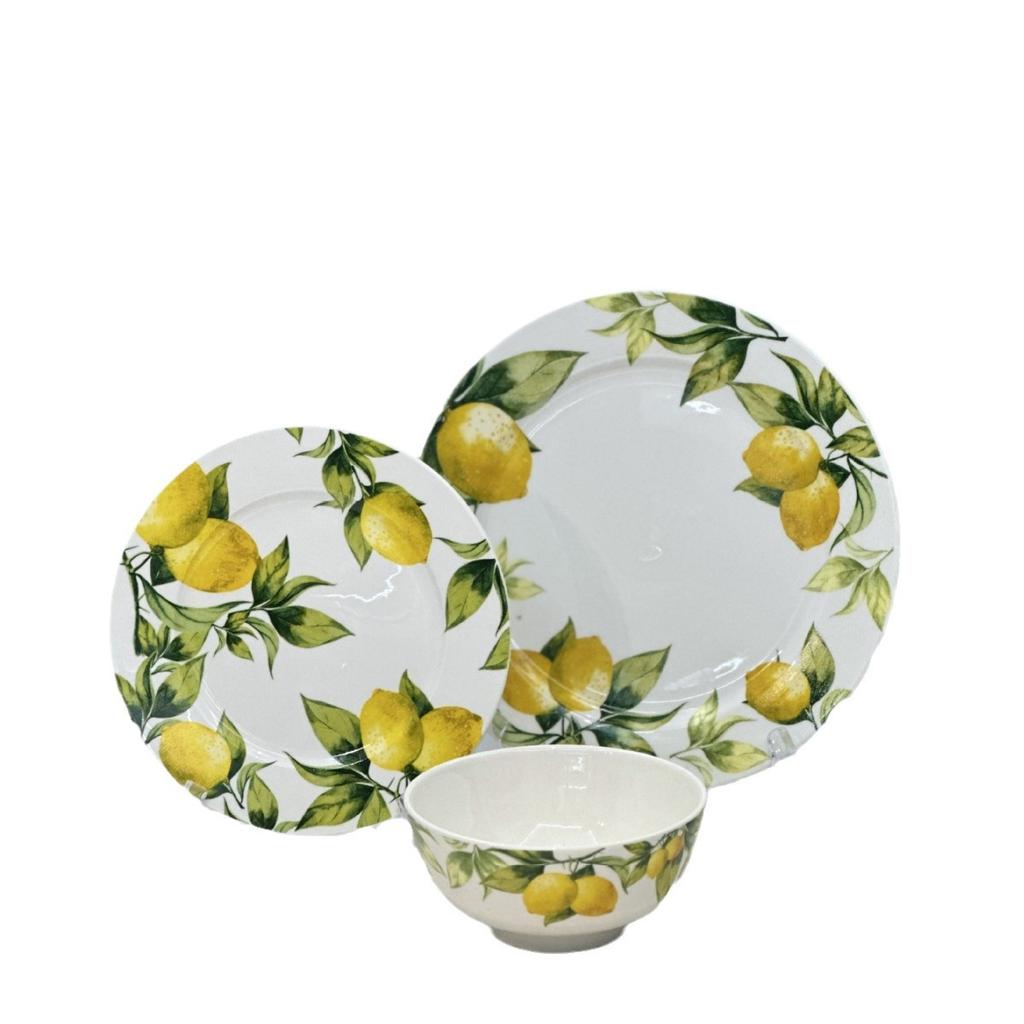 Lemon Pattern Porcelain Plate Ceramic Bowl Hand-painted Round Dinner Plate Fruit Dish Kitchen Plates Japanese Dishes