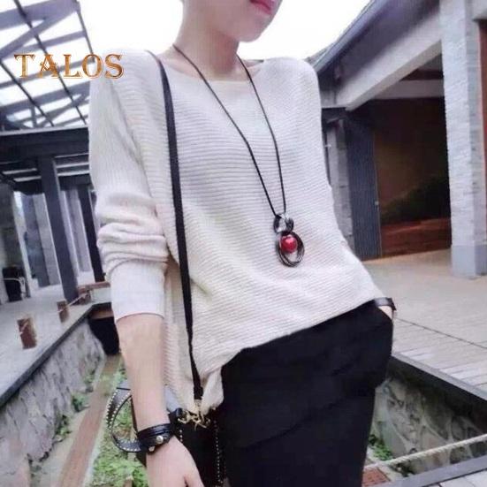 Women Sweater Chain Single-layer Alloy Red Bead Geometric Pendant Clothes Jewelry Dating Prom Party Garment Decoration Necklace