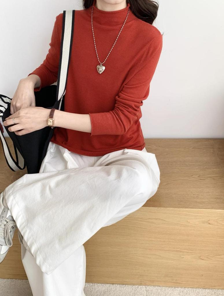 Women's 100% Superfine Merino Wool Ribbed Roll Neck Sweater - Long Sleeve Base Layer (8806)