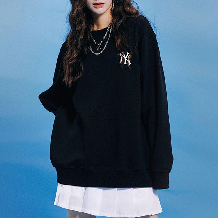 New MLB Cashew Flower Sweatshirts Unisex Black 3AMT53014-50BKS