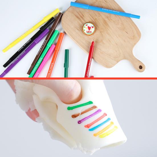 0.7mm Nibs Natural Tone Food Color Pen Food Grade Safety DIY Double Head Cookie Decorating Edible Ink Marker Kitchen Tools
