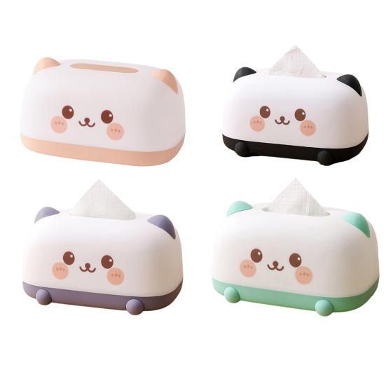 Tissue Box Dustproof Large Diameter Paper Port Tissue Holder Cute Animal Face Decorative Container for Living Room