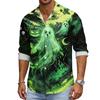 Men's Halloween Long Sleeve Button Down Shirt with Collar Casual for Holiday Parties