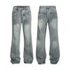 American Vintage Vibe Patchwork Flare Jeans Loose Fit Casual Denim Pants Men Women