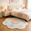 Bunte Blumenteppiche für das Wohnzimmer Flauschig Weicher Schlafzimmer Dekor Teppich Unregelmäßige Form Nachttischteppich Zuhause Dicke Plüsch Bodenmatte