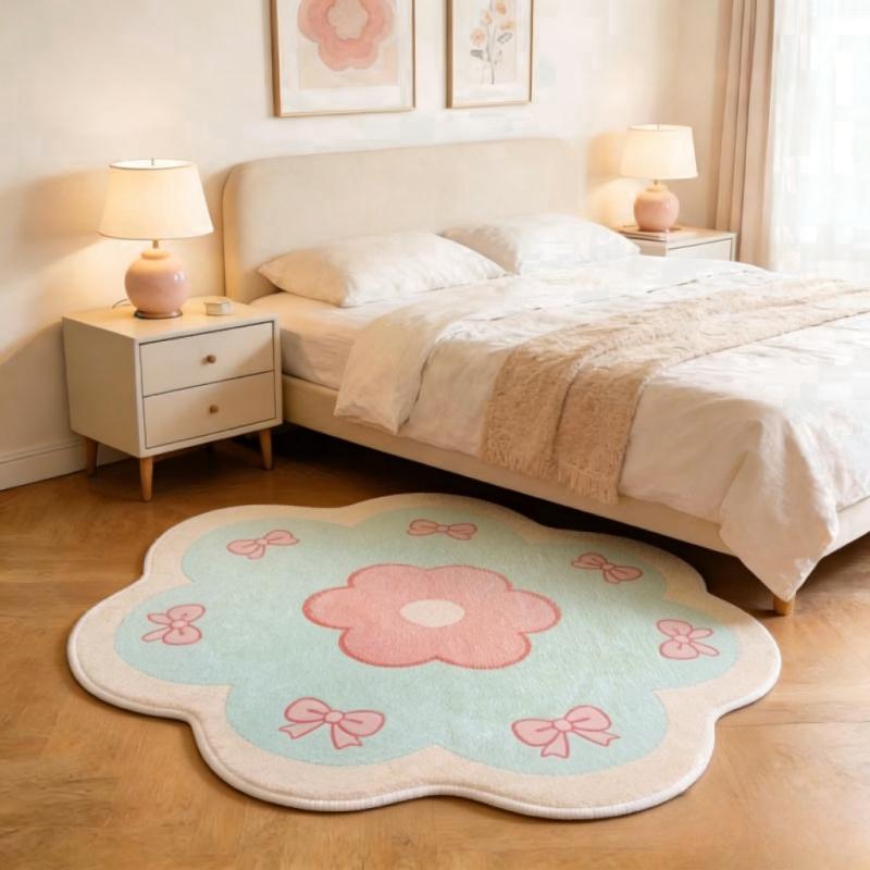 Bunte Blumenteppiche für das Wohnzimmer Flauschig Weicher Schlafzimmer Dekor Teppich Unregelmäßige Form Nachttischteppich Zuhause Dicke Plüsch Bodenmatte