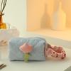 Net Red Cream Velvet Tulip Makeup Bag - High-End, Large Capacity, Portable Storage