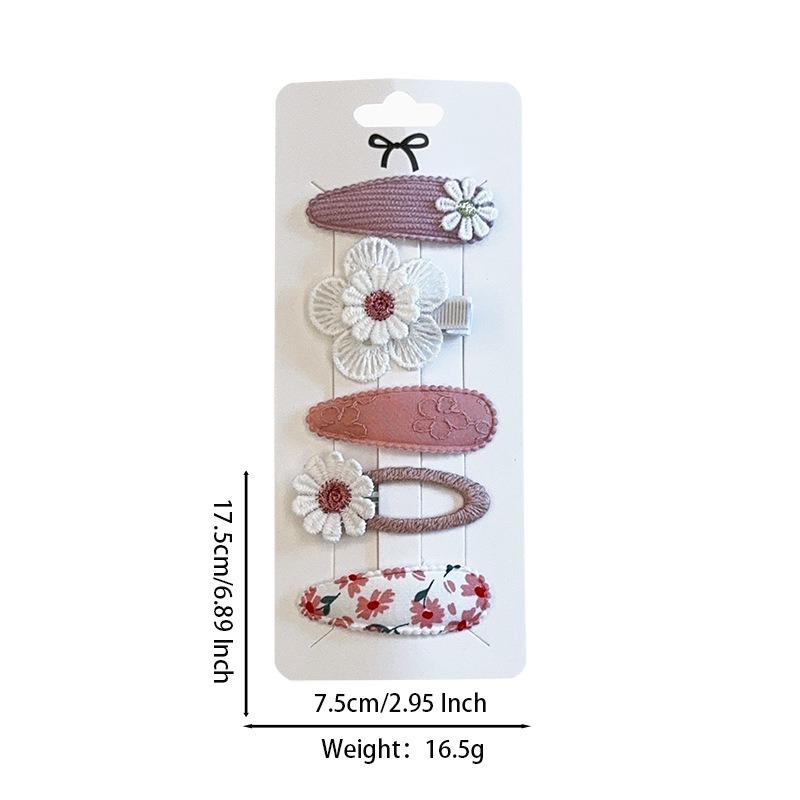 5pcs Clips Set for Kids Girl Hair Accessories Sweet Printe Hairbangs Hairclip Girls Barrette Ins Style Daisy Hairpin