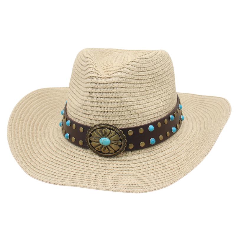 Color summer sunscreen straw hat jazz hat European and American western new fashion outdoor sunshade sunscreen denim